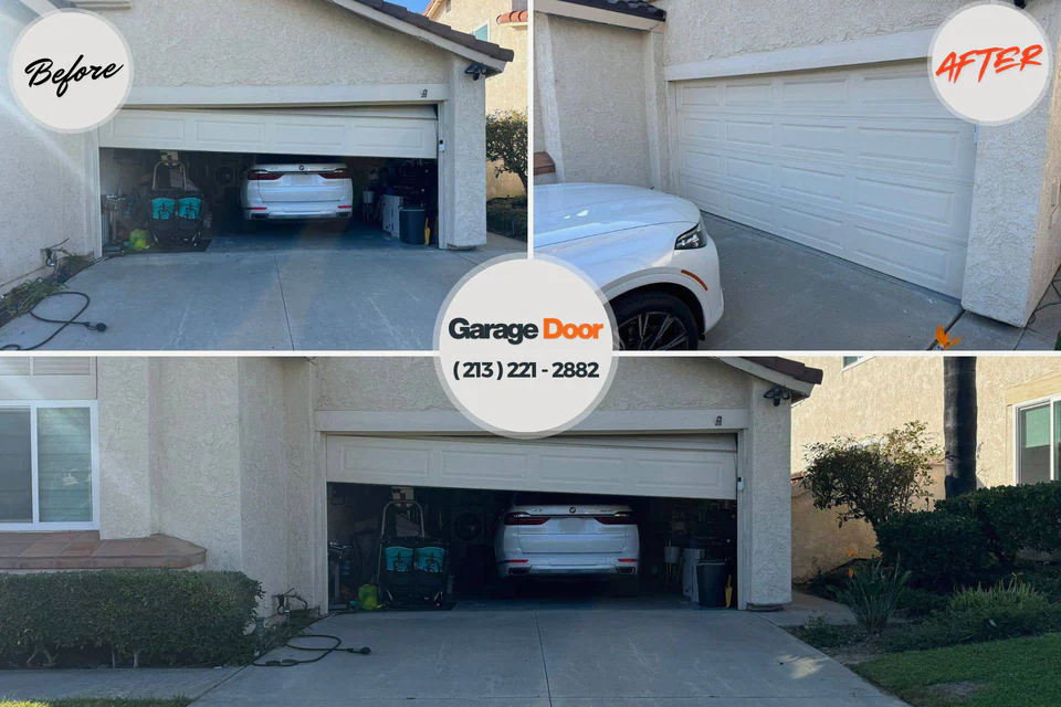 Before and after: garage door repair Fullerton, PA